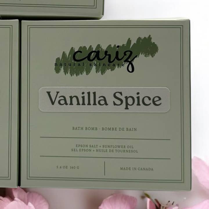Bombe de Bain Artisanale Vanille Épicée pour la vente par Cariz Natural Skincare