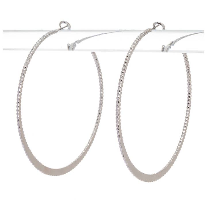 LA Jewelry Plaza - Wholesale Hoop Earrings - 65MM Textured Skinny Hoop Earrings1