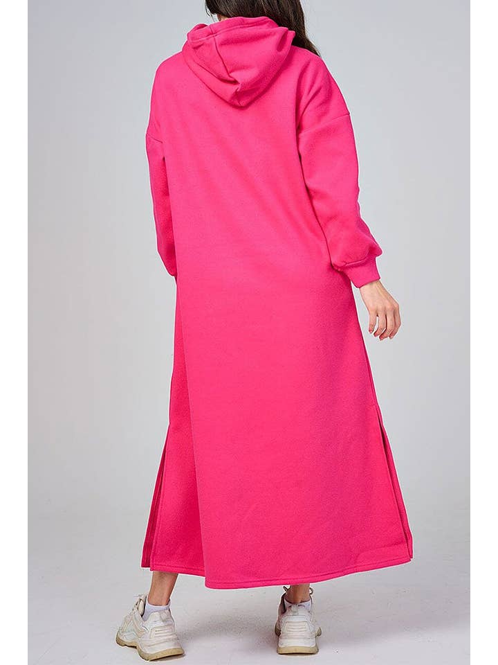 ROUSSEAU - Wholesale Dress - Women's - SOLID LONG SLEEVE HOODED POCKET FRONT MAXI DRESS6
