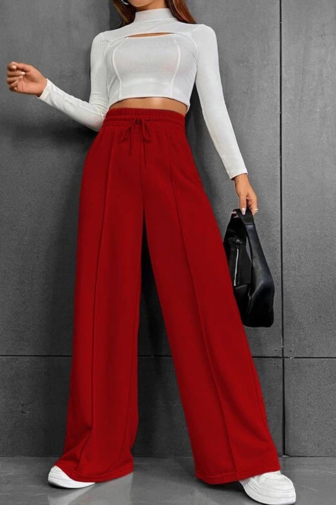 UNISHE - Wholesale Pants - Women's - Plain High Waist Wide Pants ZK6528