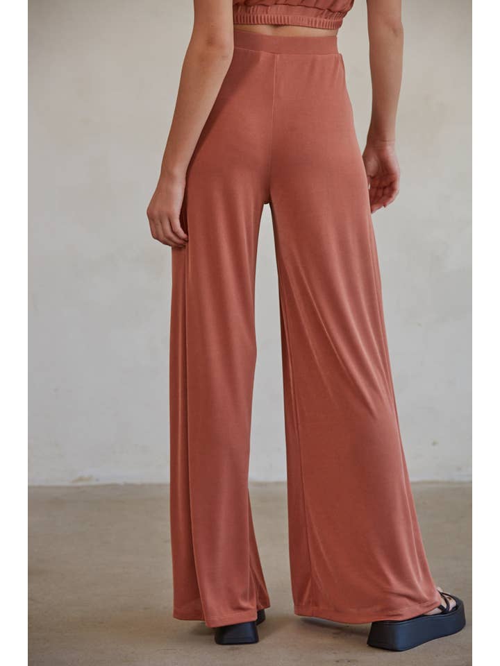 By Together - Wholesale Pants – Women's - RJ3305 | Knit Polyester Spandex High Waisted Wide Leg Pants 2