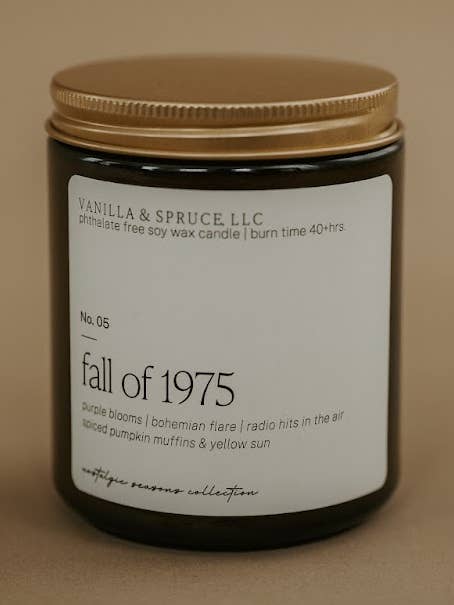 7 oz Candle - Fall of 1975 for wholesale by Vanilla and Spruce, LLC