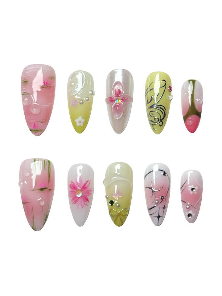 Avril Printemps Jardin Fleur Ongles pour la vente par Claws Instant Nails LLC