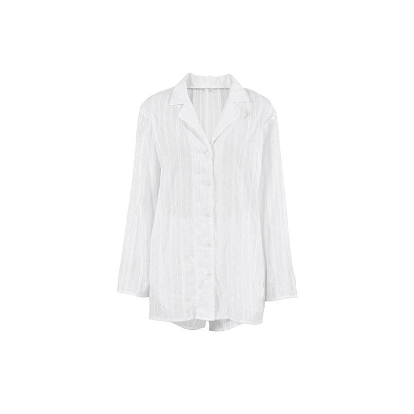 Dipped Shop – Engroshandel Pyjamasæt - Dame – Stribet Jacquard Blødt Nattøjssæt DPS22390