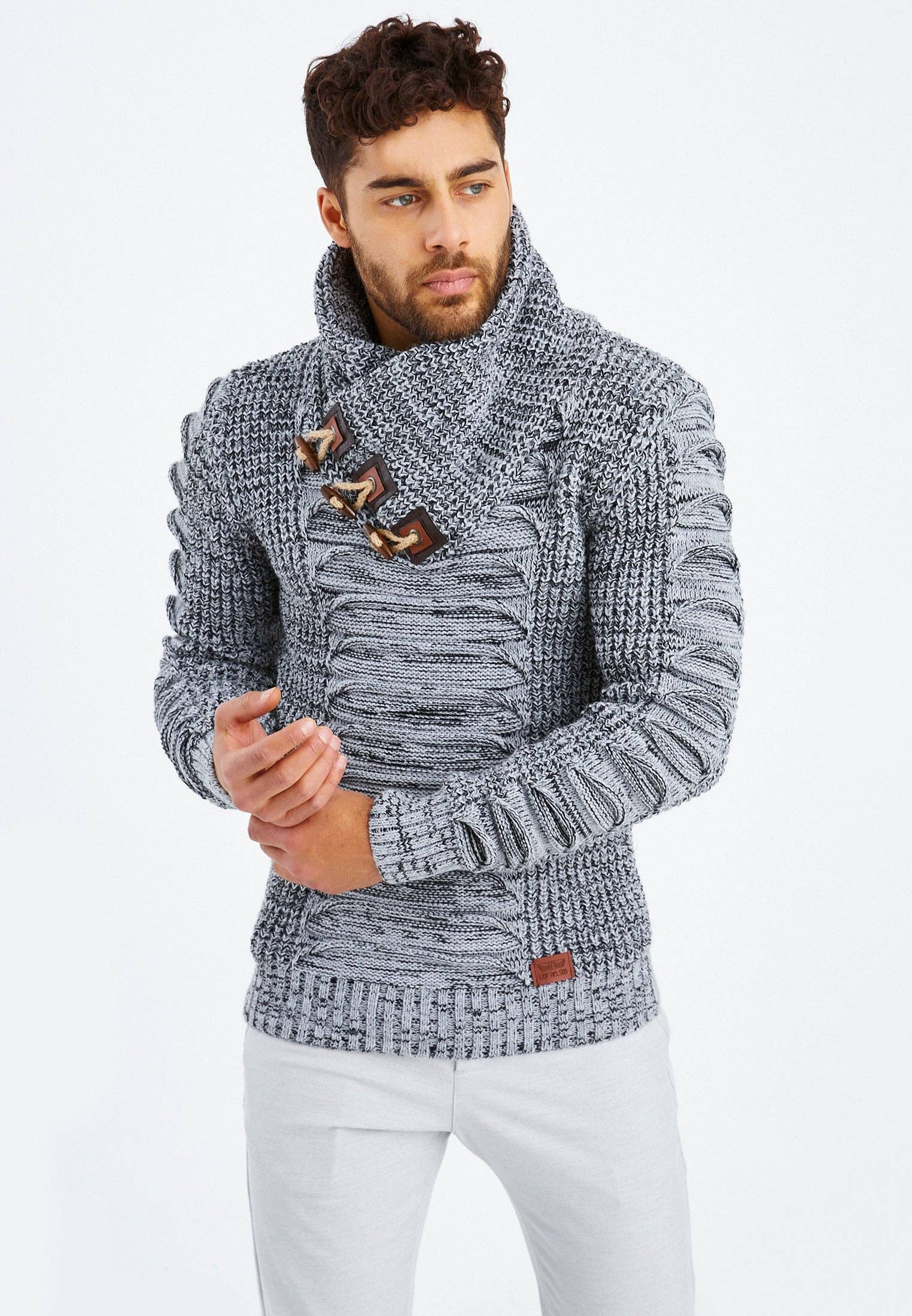 Leif Nelson GmbH - Wholesale Knit Sweater - Men's - Men's Knit Sweater Chunky Knit Shawl Collar LN-557512