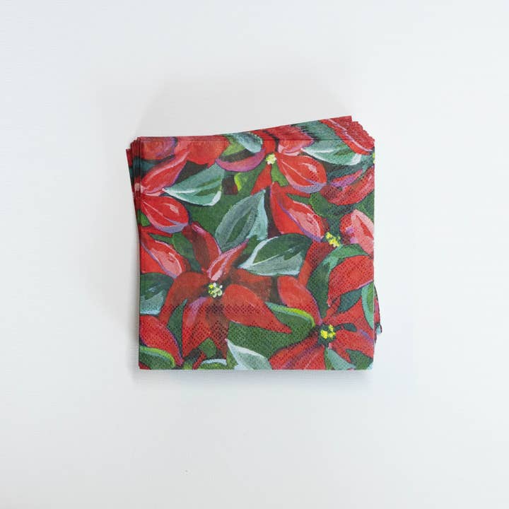 Cocktail Napkins (Set of 20) - Poinsettia for wholesale by Kim Hovell Art