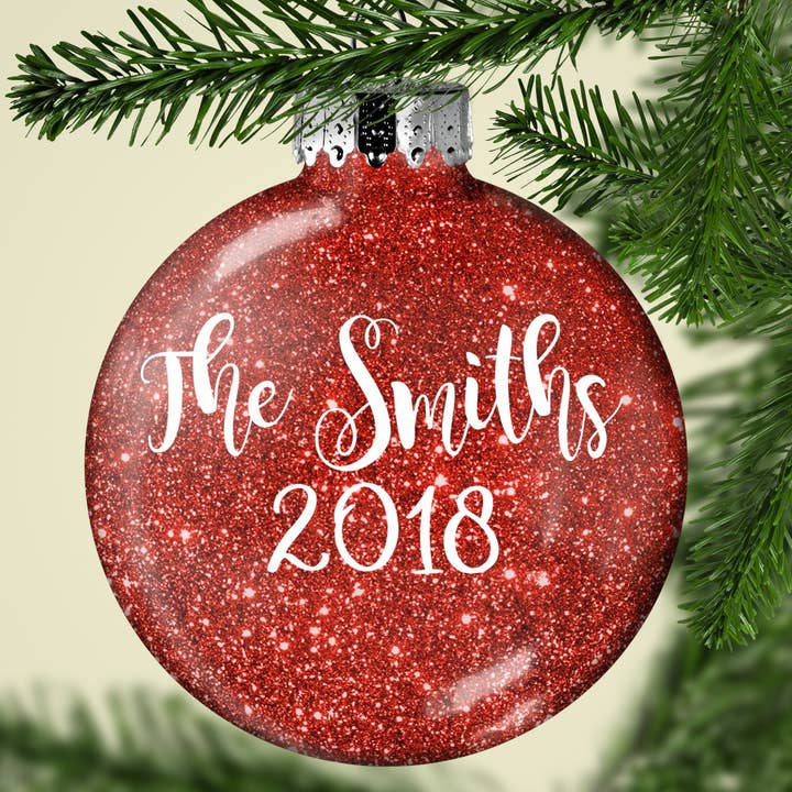 Personalized Last Name Family Christmas Ornaments 2020 for wholesale by Sparkling Magnolia LLC