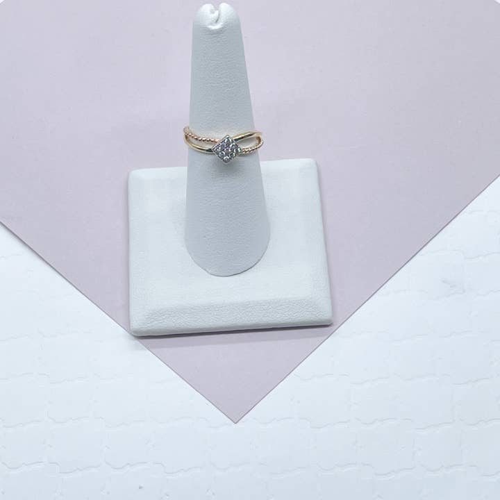 Milie - Wholesale Multi-Stone Ring - 18k GF Ring Featuring Square Shape With Nine CZon Top3