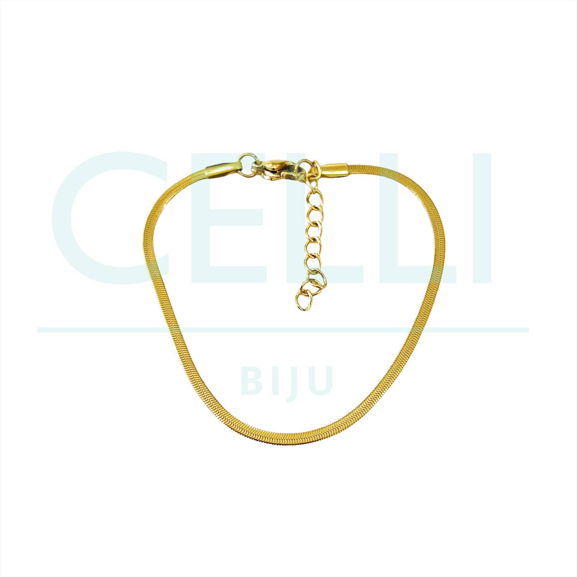 Celli Biju - Wholesale Link & Chain Bracelet - Steel Bracelet - Fine Flattened Snake 2.5mm 2mm4