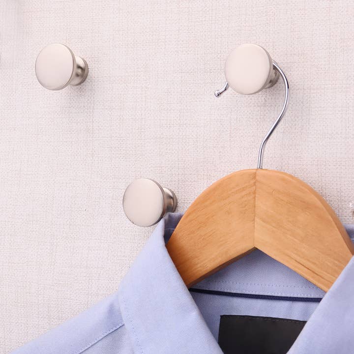 3 Piece Brass Round Decorative Coat Hooks Silver for wholesale by Daana Paani LLC