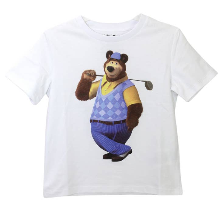 T-shirt graphique à manches courtes Masha et The Bear avec imprimé Bear Golf pour la vente par G&G International Expo Center