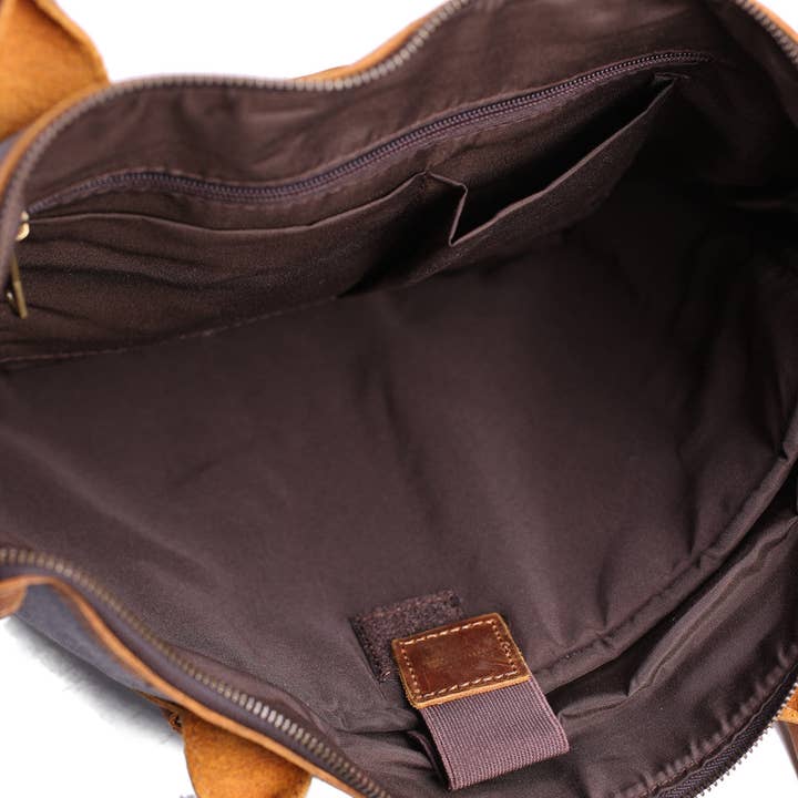 RockCow Leather Studio - Wholesale Laptop Bag - Men's - Men Fashion Canvas Leather Laptop Bag, Canvas Messenger Bag Briefcase Bags YD21934