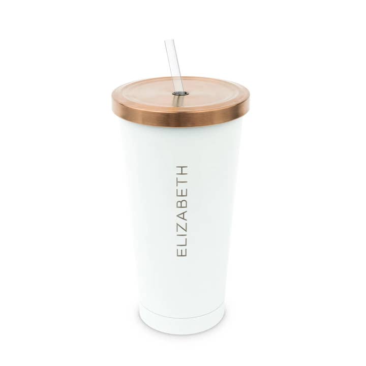 Weddingstar Inc. - Vente Gourde/bouteille isotherme - Gobelet à boisson en métal blanc avec couvercle métallique - vertical1