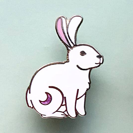 Halvmåne Kanin Emalje Pin for engroshandel hos Alum and Ink