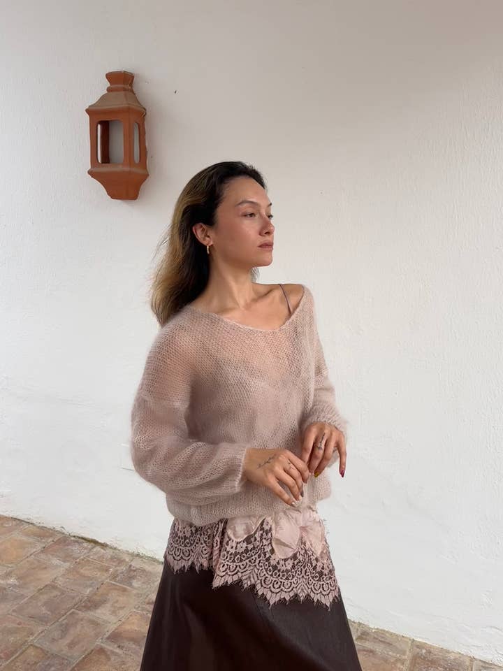 Silky Mohair Sweater Off White for wholesale by Gybizia