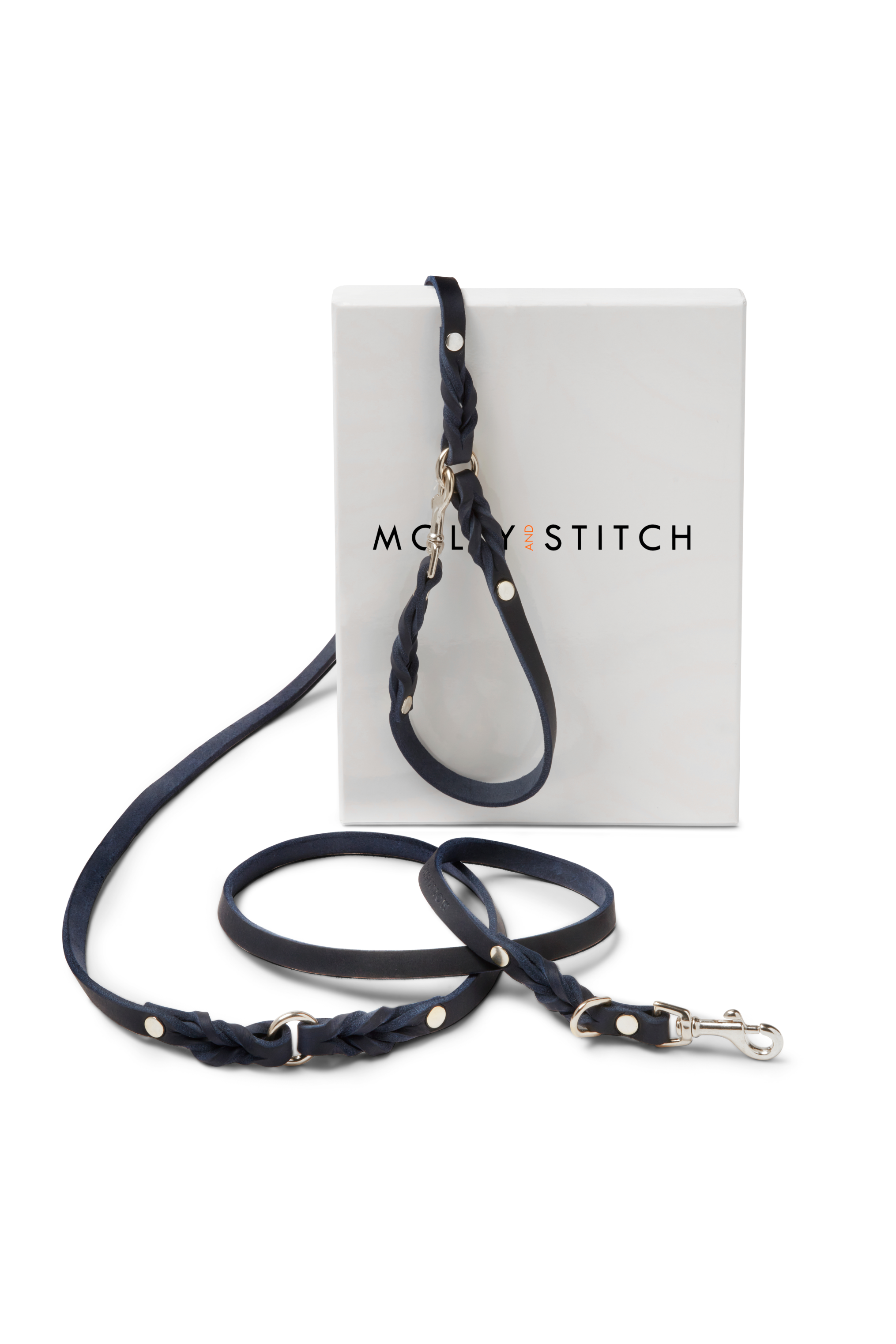 Molly and Stitch - Wholesale Pet Leash - Dog - Butter Leather 3x Adjustable Dog Leash - Navy Blue1