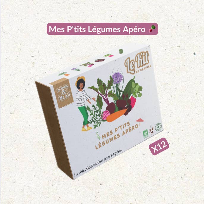 Dr. Jonquille & Mr. Ail - Vendita all'ingrosso Semi di piante - I miei Piccoli Ortaggi Aperitivo - Kit di giardinaggio tematico