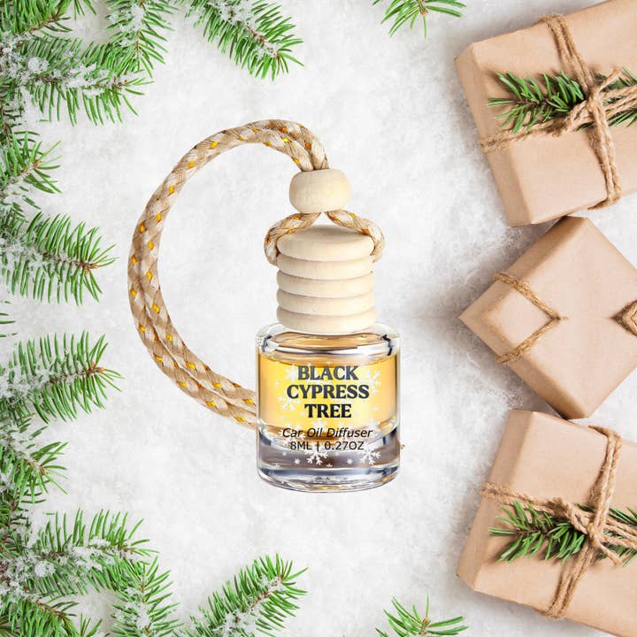 Honey Jar Creations - Wholesale Car Freshener - Unisex - Black Cypress Tree Hanging Car Diffuser – Christmas Edition1