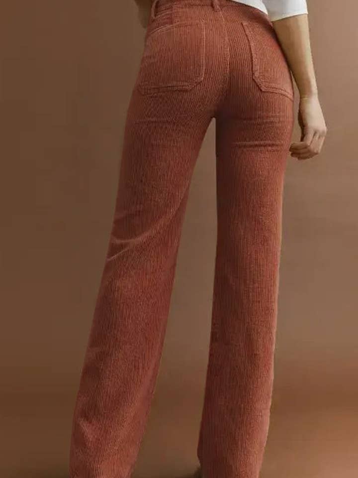 FULL TIME PURCHASE - Wholesale Pants - Women's - High Waist Square Pockets Corduroy Pants