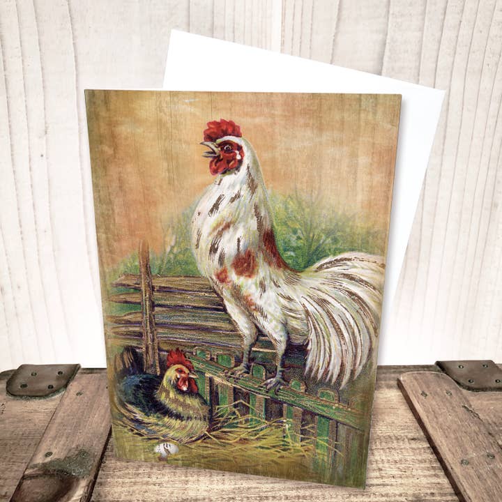 Biglietto di auguri vuoto con gallo per la vendita all'ingrosso da parte di Yesterday's Best
