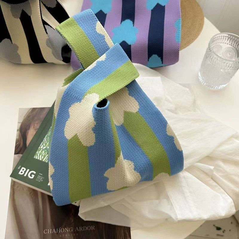 FurDecoration – Sacola - Mulher por atacado – Mala de pulso em malha de malha com mini abertura de cor contrastante7