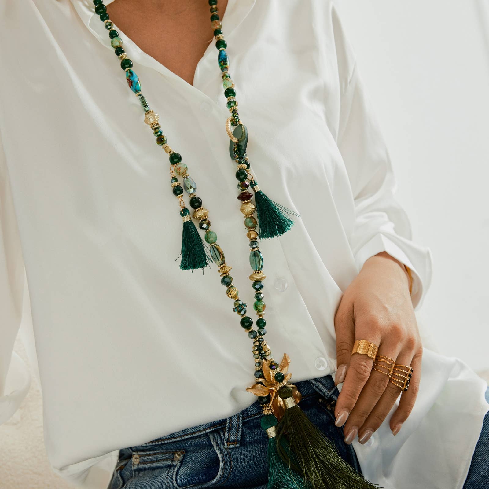 Lovelika – wholesale Y-neck/lariat necklace – Resin long necklace - Chloe8