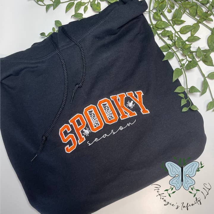 Spooky Season Embroidered Hooded Sweatshirt for wholesale by McKenzie’s Infinity LLC