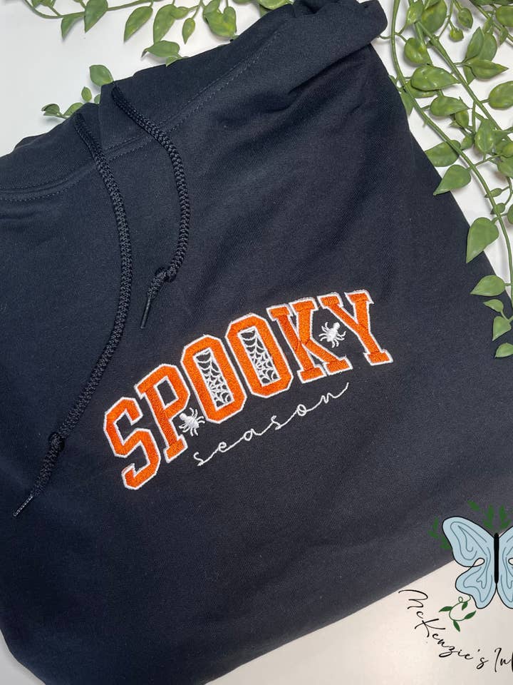 Spooky Season Embroidered Hooded Sweatshirt for wholesale by McKenzie’s Infinity LLC