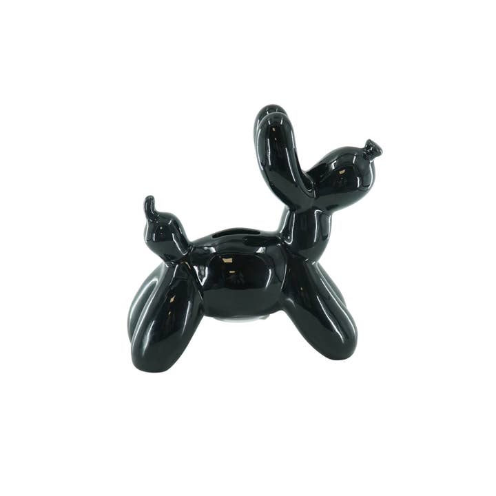 Housevitamin bv - Venta al por mayor Tarro de monedas/hucha de cerdito - Adorno - Hucha Globo Perro - Cerámica - Negro - 17x7x17cm