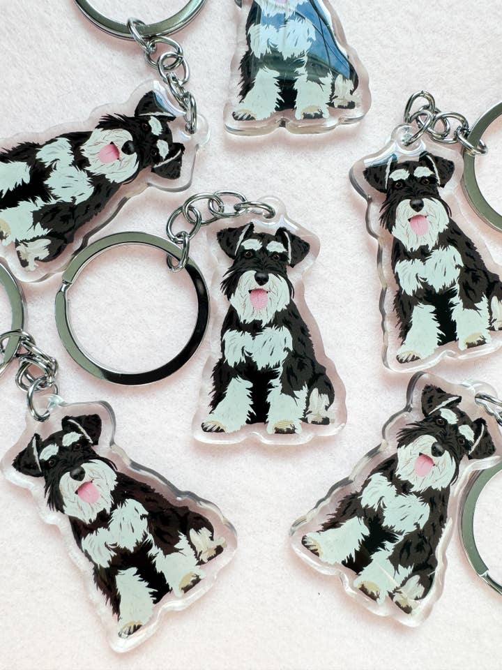 Miniature Schnauzer Keychain for wholesale by Our Cheery Corner