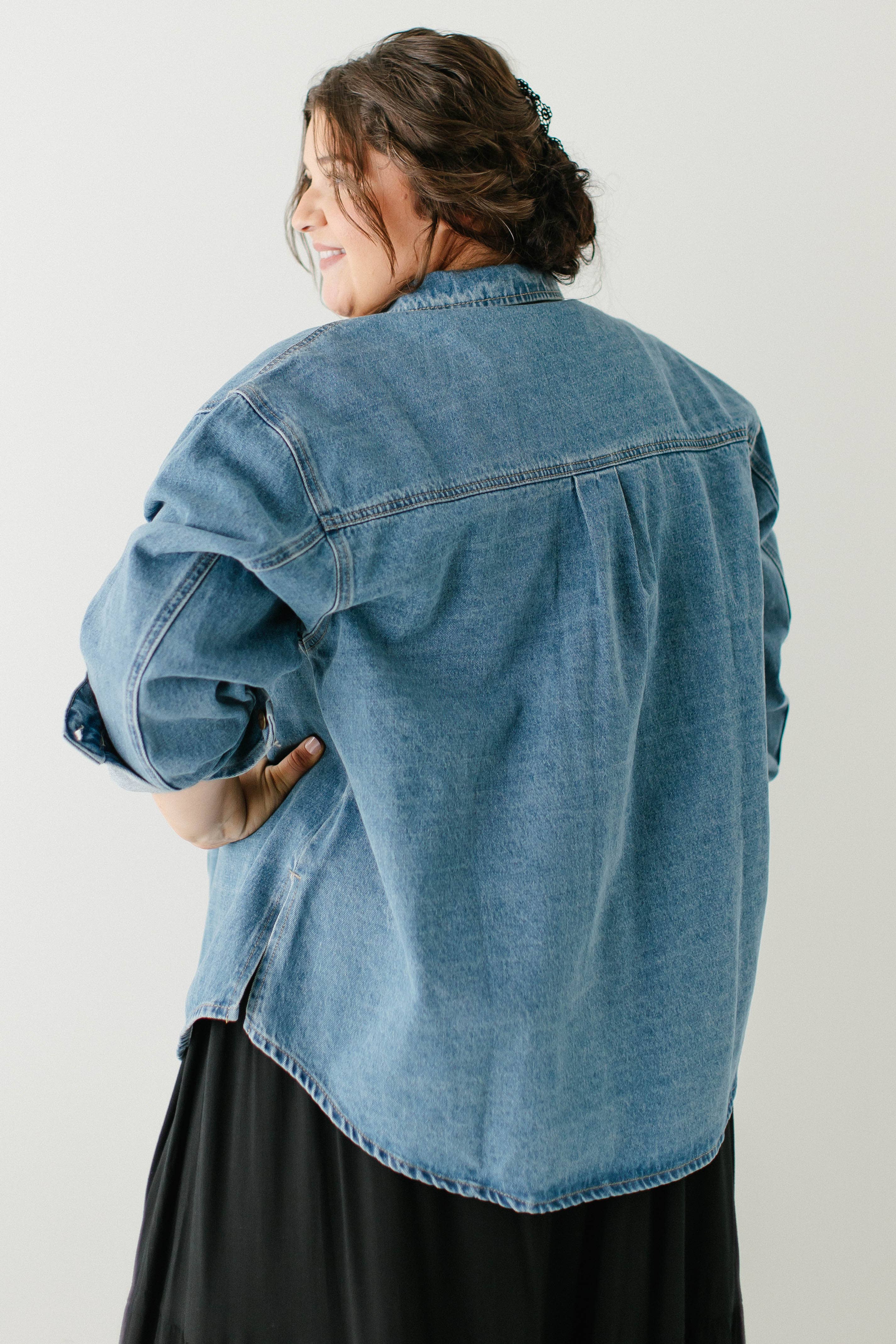 Medium Wash 'Kerry' Cotton Denim Overshirt for wholesale on Faire10