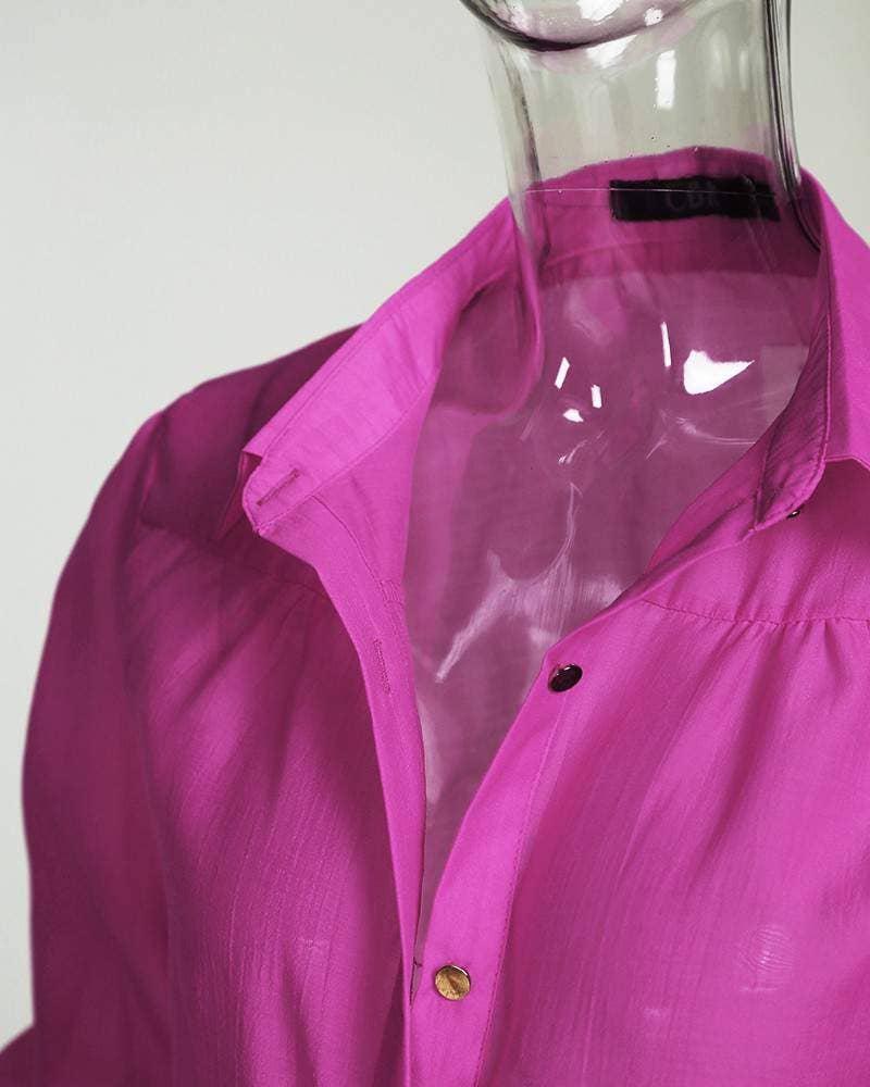 HOT PINK Chic Lantern Sleeve Button-Up Shirt for Everyday Boutique St for wholesale on Faire3