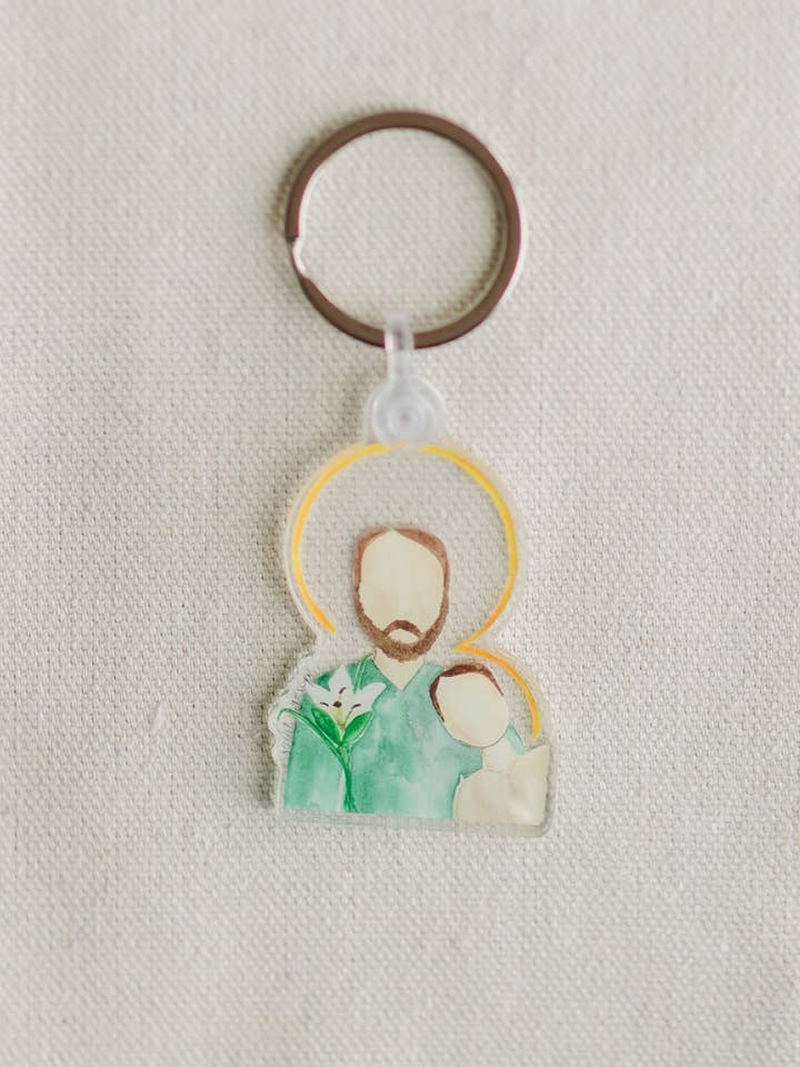 St. Joseph Keychain for wholesale by Emily S Pitre Art