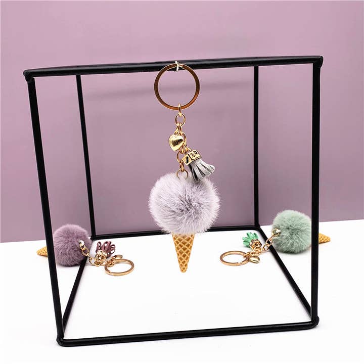 VividLux - Wholesale Keychain – Women's - Ice Cream Plush Keychain Bag Charm