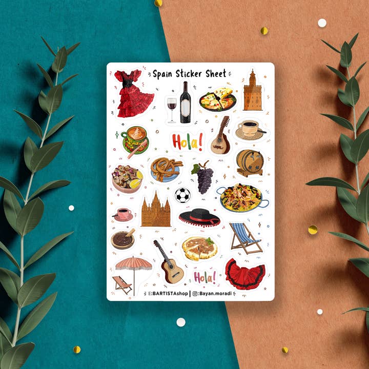 Autocollants pour l'Espagne et l'Europe, autocollants de voyage, autocollants pour agenda pour la vente par Bartista