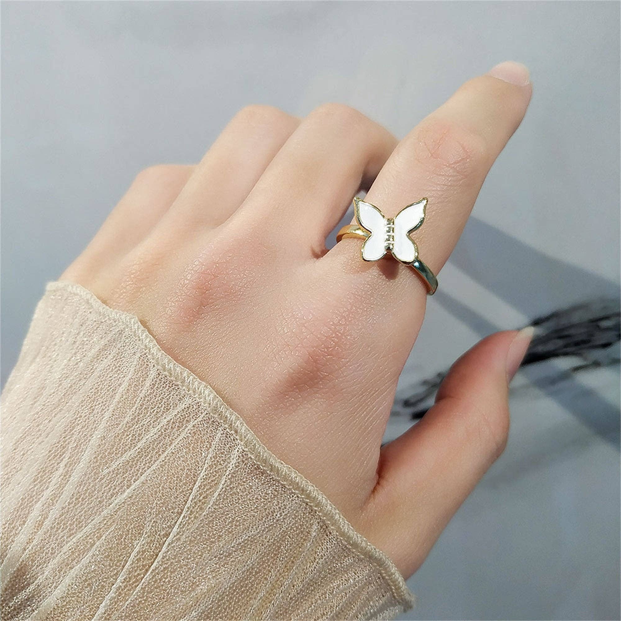 Perimade & Co. LLC – Engroshandel Båndring – Butterfly angst rastløs Spinner Ring i Solid kobber4