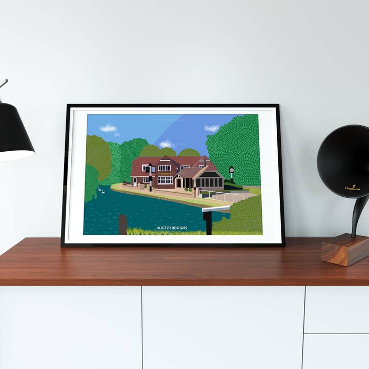 The Anchor, Pyrford Lock - Kunsttryk for engroshandel hos JezzzDesigns