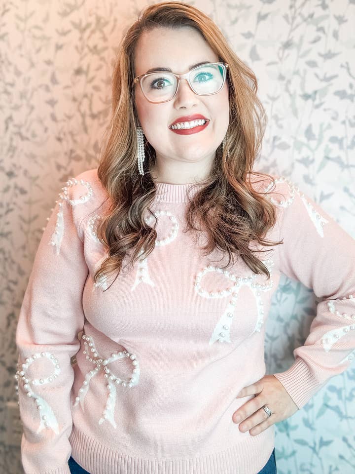 Heart of Grace - Wholesale Knit Sweater - Women's - *READY TO SHIP - Grandmillennial Bow Sweater