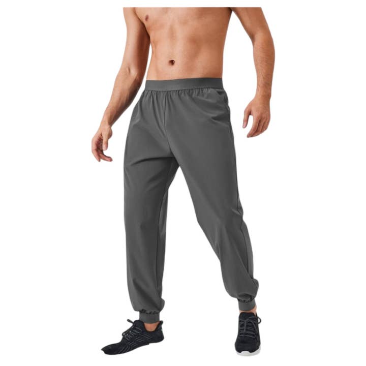 Men's Tapered Lounge Pants with Stretch Waistband and Elasti for wholesale by Active by Anna-Kaci