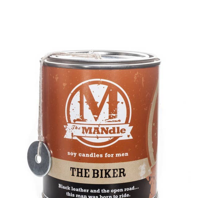 The MANdle THE BIKER | leather for wholesale by Eco Candle Company