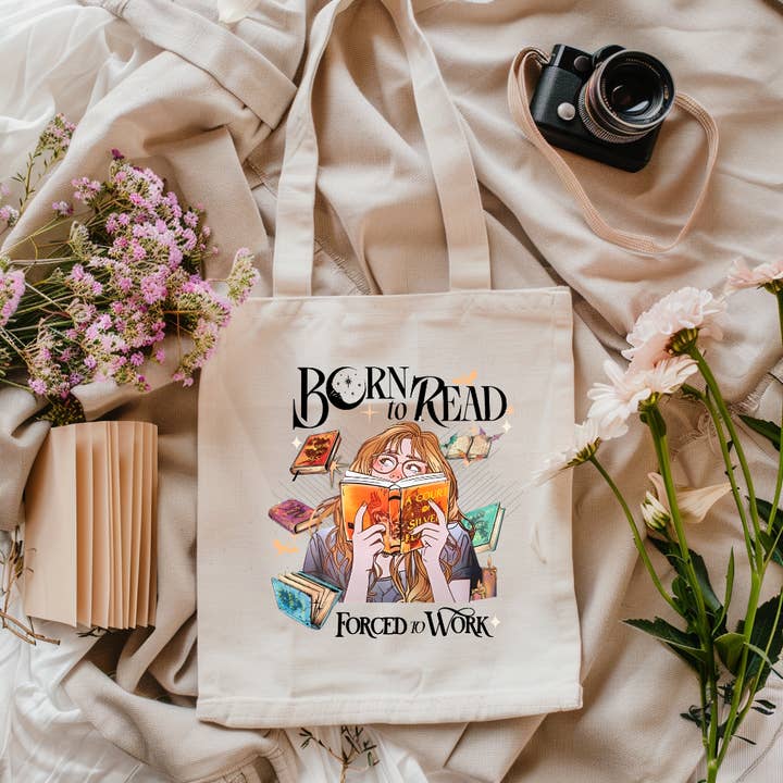 Shadows of Sunshine - Wholesale Tote Bag - Women's - Born to Read, Forced to Work ACOTAR Edition Canvas Totebag