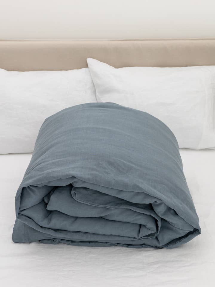 Mörkgrå tvättat linne påslakan för wholesale av Linen Spells