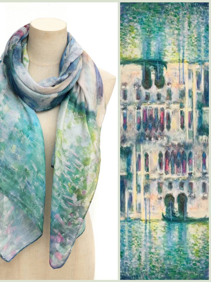 JC0711145 Monet-The Artist’s Garden at Vetheuil Scarf for wholesale by JC Sunny Fashion