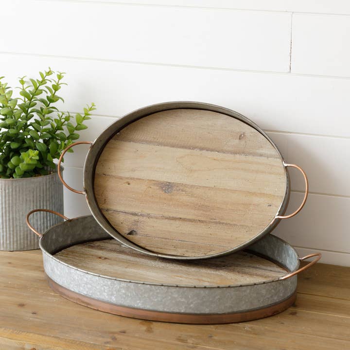 Audrey's Home & Gift - Wholesale Decorative Tray - Trays - Copper and Galvanized Metal (SET OF 2)