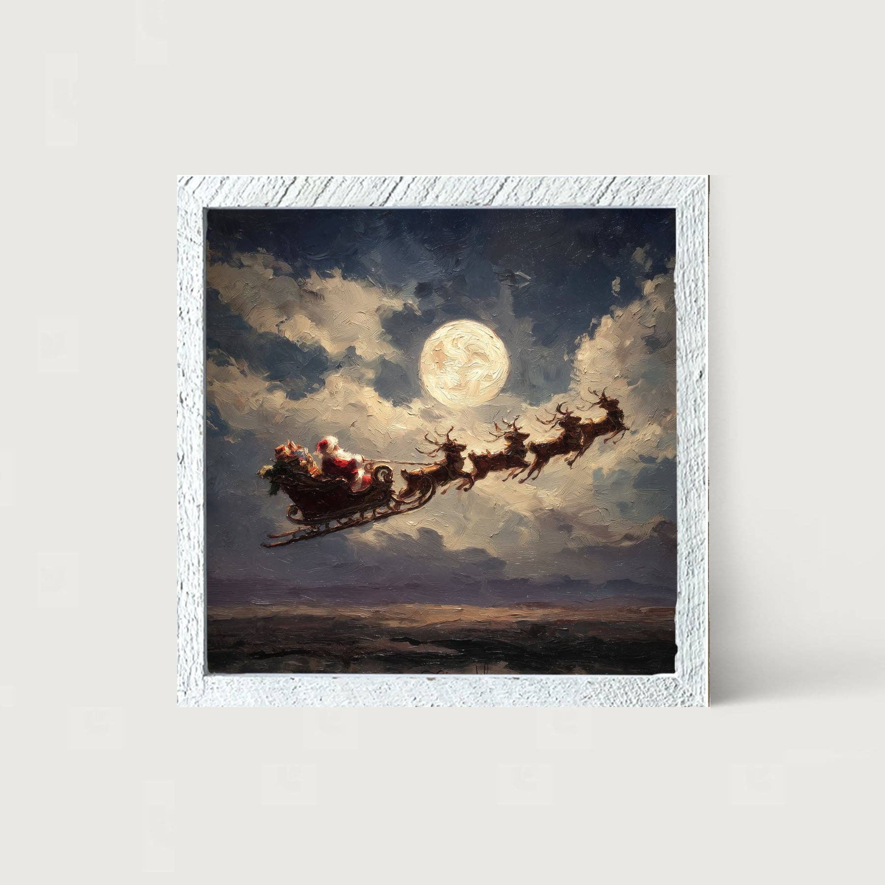 ginger blue - Wholesale Art Print - Santa Flying under Full Moon13