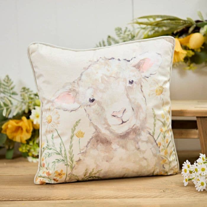 Langs - Wholesale Throw/Decorative Pillow - Sheep Velour Fabric Floral Cushion0
