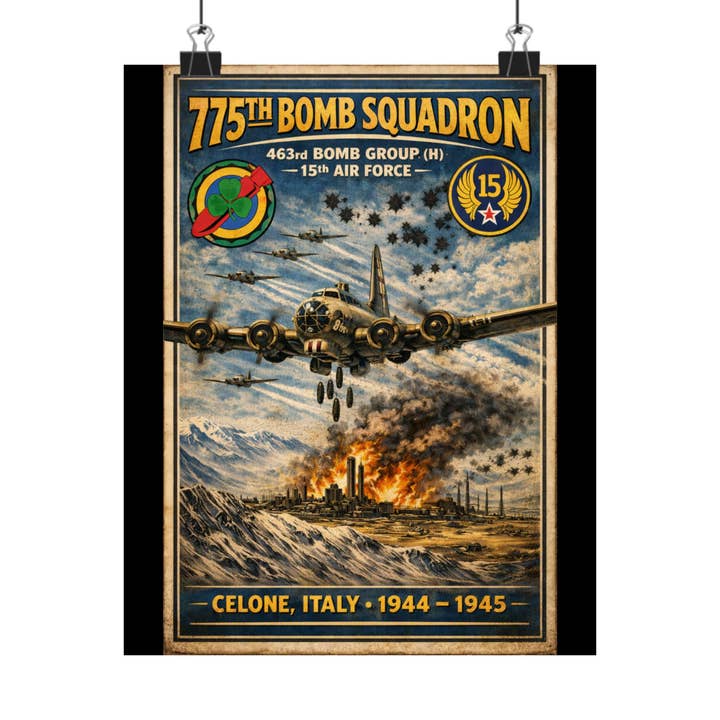 775th Bomb Squadron Matte Poster — Celone Italy 1944–1945 Vintage WWII Aviation Print for wholesale by MIP