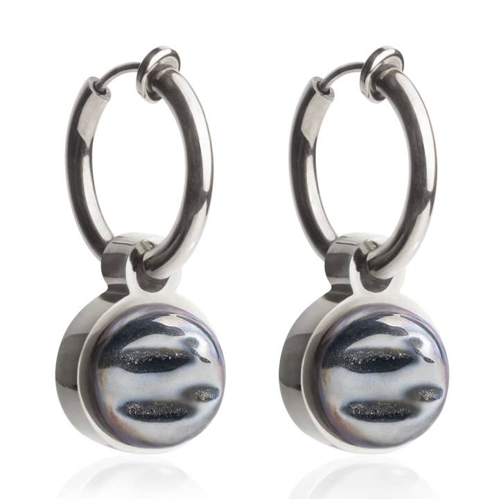 Mix & Match Ohrclips mit Anhänger• Silber/Hämatitgrau •14mm für den Großhandel von ALEXASCHA