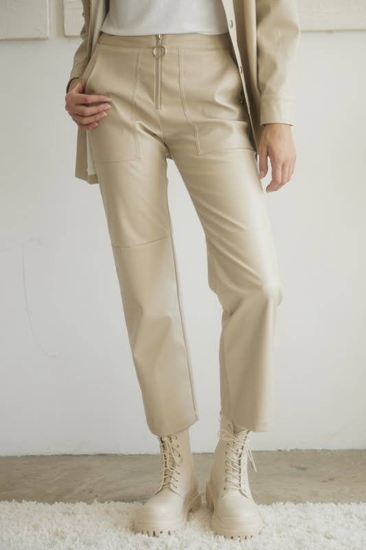 LATTE UP0491 High-Waisted Faux Leather Straight Pants  for wholesale on Faire1