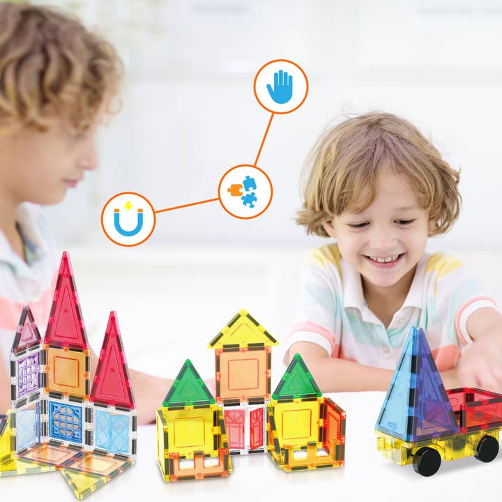 PicassoTiles - Wholesale Toy Set - Kids - Magnetic Tile With Winows And Doors Building Blocks - 61 Pcs